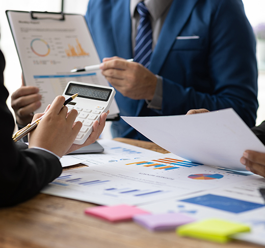 group meeting with calculator